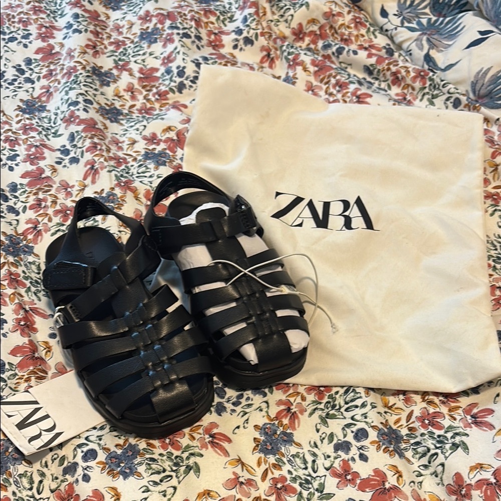 Zara Black Strappy Sandals
